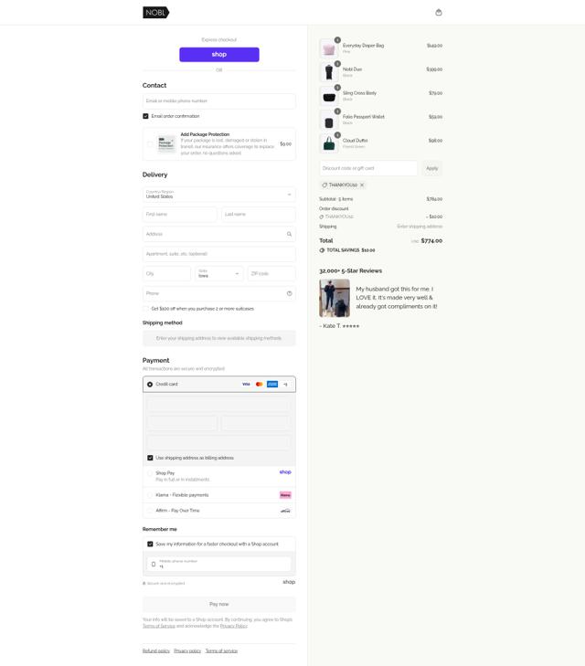 Nobl Travel checkout page showing Nobl Travel discount code box | Screenshot taken by SimplyCodes community member on Sep 15, 2025