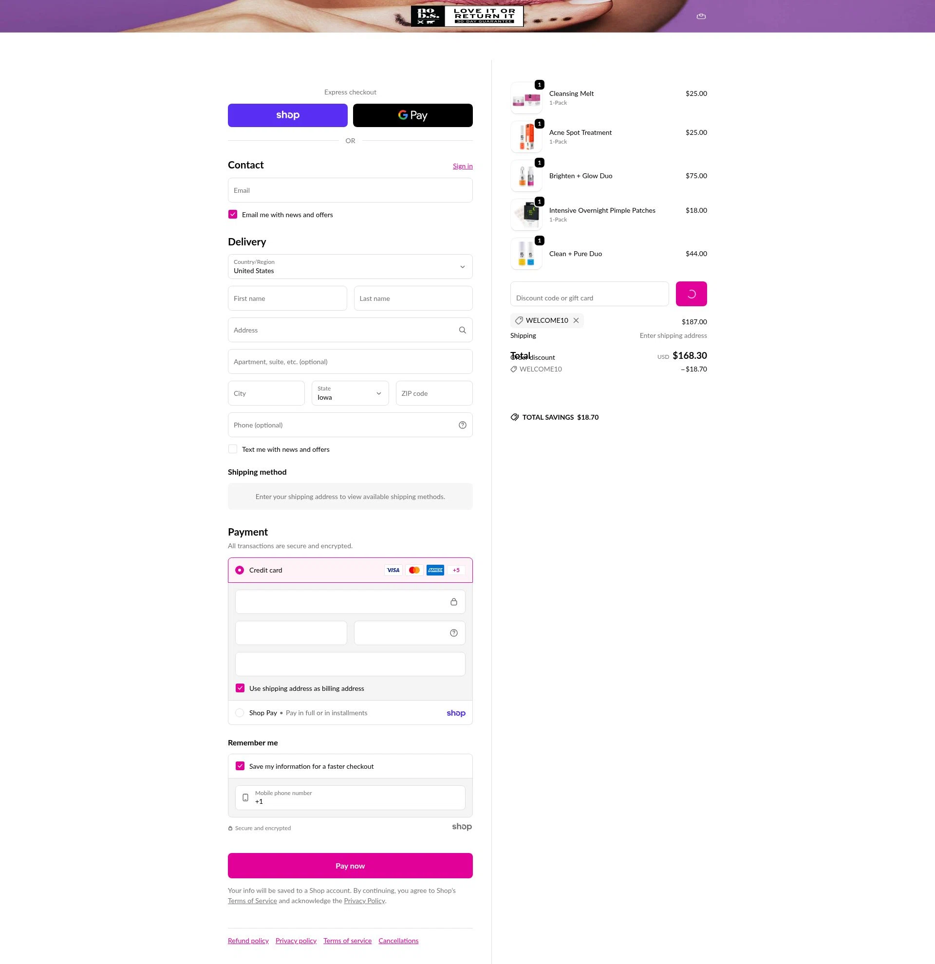No B.S. checkout page showing No B.S. promo code box | Screenshot taken by SimplyCodes community member on Jan 22, 2026