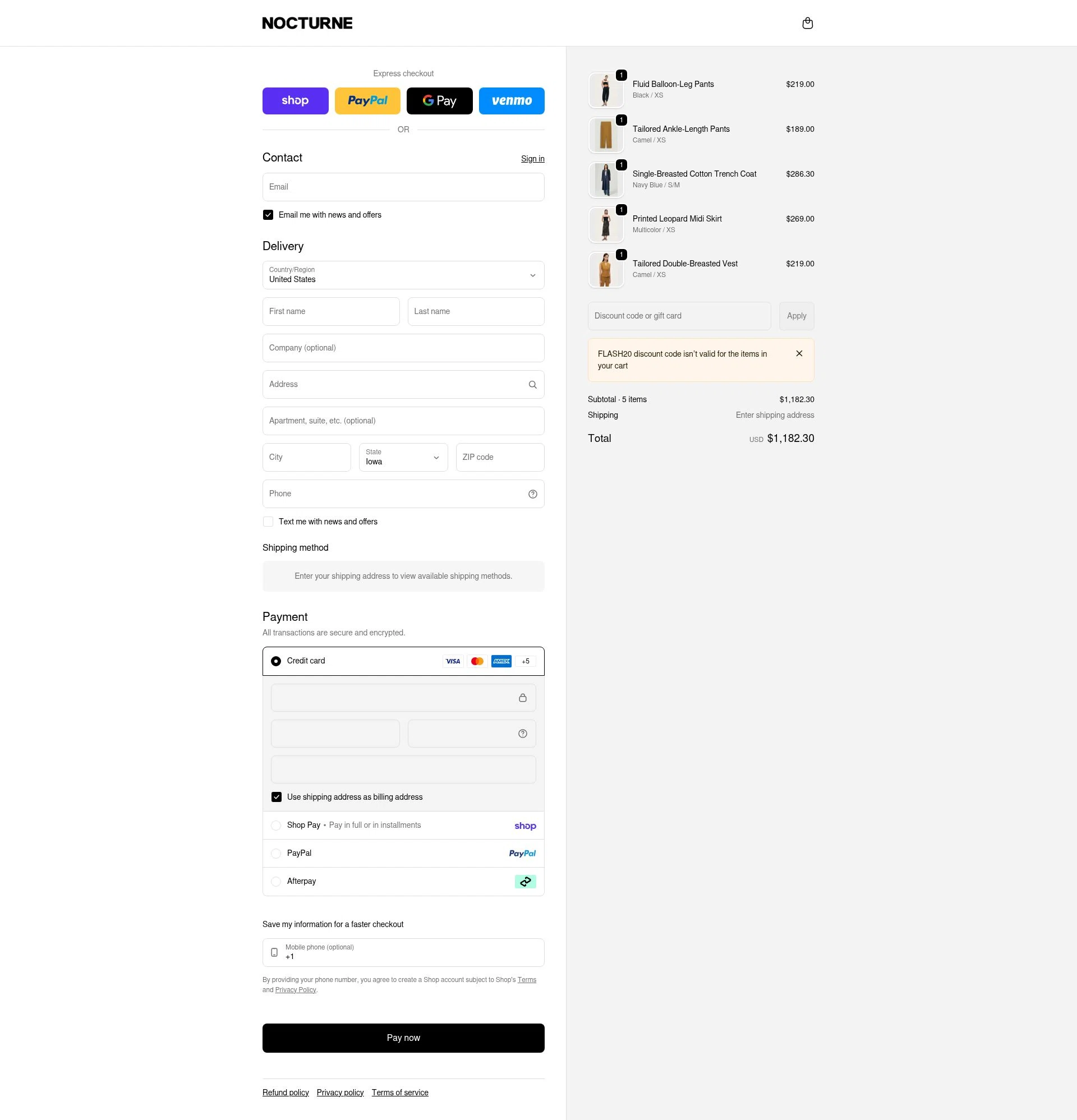 Nocturne checkout page showing Nocturne discount code box | Screenshot taken by SimplyCodes community member on Feb 12, 2026