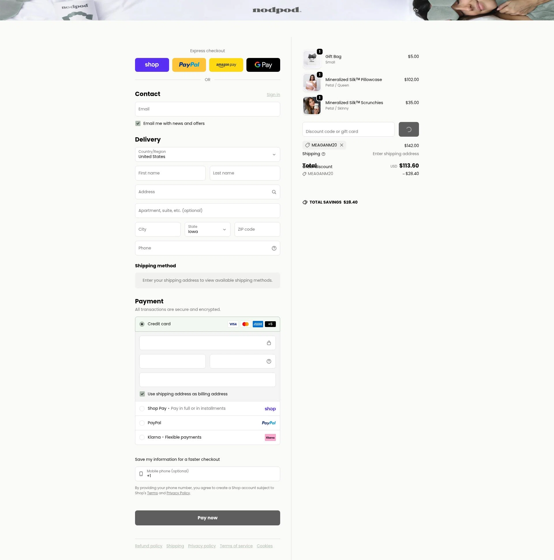 Nodpod checkout page showing Nodpod discount code box | Screenshot taken by SimplyCodes community member on Feb 6, 2026