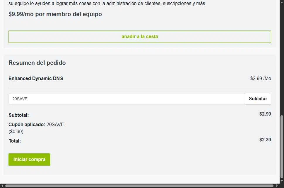 No-IP checkout page showing No-IP coupon code box | Screenshot taken by SimplyCodes community member on Dec 2, 2025