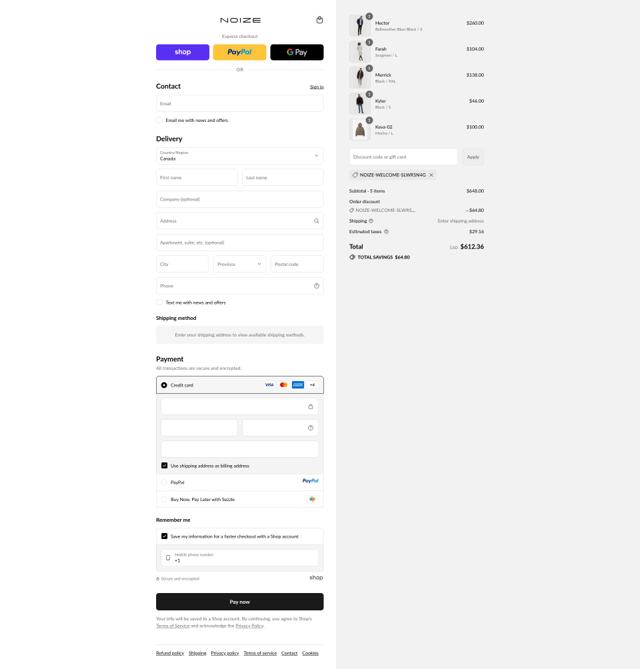 Noize checkout page showing Noize discount code box | Screenshot taken by SimplyCodes community member on Sep 11, 2025