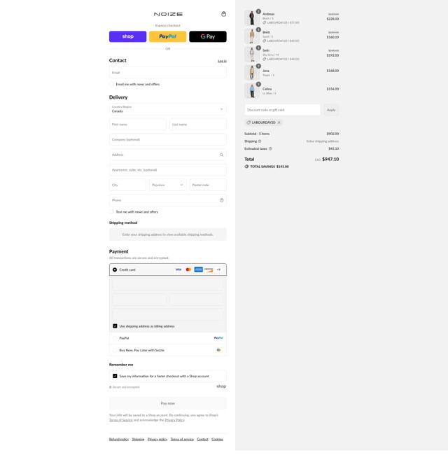 Noize checkout page showing Noize discount code box | Screenshot taken by SimplyCodes community member on Sep 3, 2025