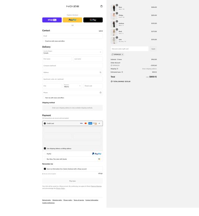 Noize checkout page showing Noize discount code box | Screenshot taken by SimplyCodes community member on May 21, 2025