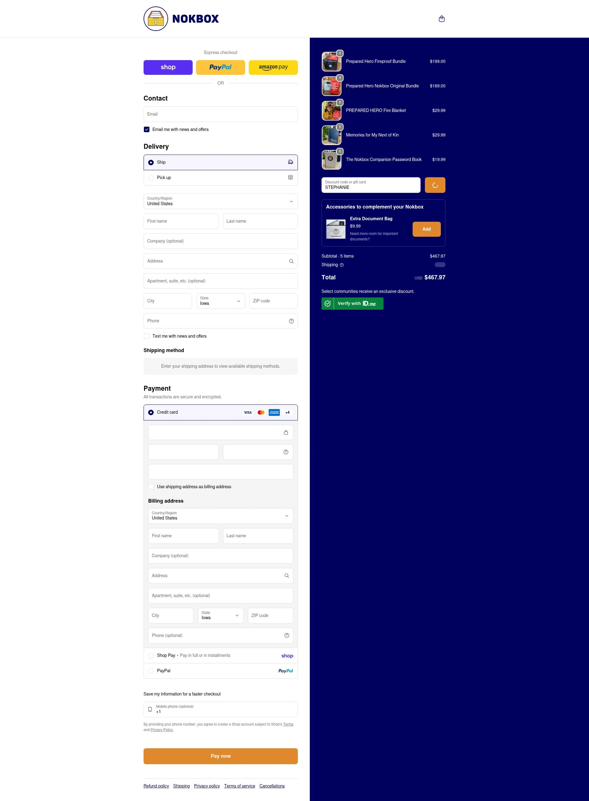 Nokbox checkout page showing Nokbox discount code box | Screenshot taken by SimplyCodes community member on Feb 5, 2026