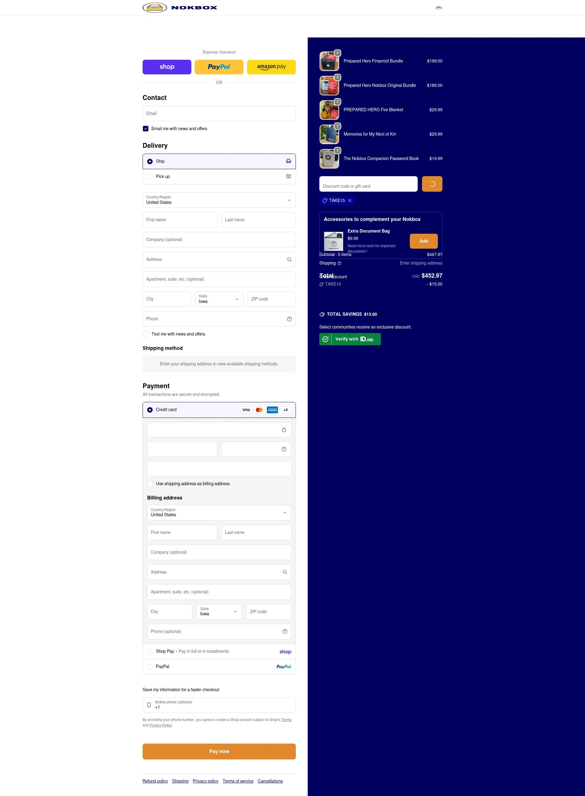 Nokbox checkout page showing Nokbox discount code box | Screenshot taken by SimplyCodes community member on Feb 5, 2026