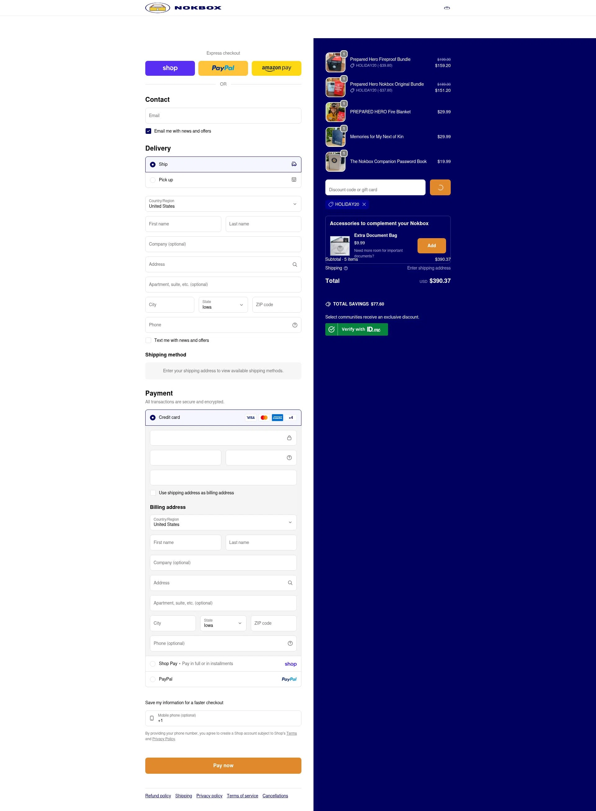 Nokbox checkout page showing Nokbox discount code box | Screenshot taken by SimplyCodes community member on Feb 5, 2026