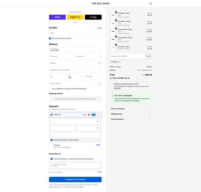 Noli Yoga checkout page showing Noli Yoga promo code box | Screenshot taken by SimplyCodes community member on Sep 15, 2025