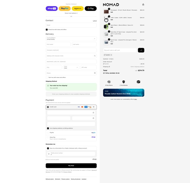 Nomad Goods checkout page showing Nomad Goods discount code box | Screenshot taken by SimplyCodes community member on Aug 26, 2025
