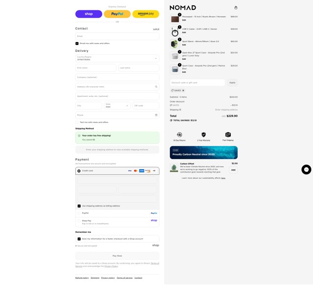 Nomad Goods checkout page showing Nomad Goods discount code box | Screenshot taken by SimplyCodes community member on Sep 3, 2025