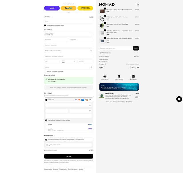 Nomad Goods checkout page showing Nomad Goods discount code box | Screenshot taken by SimplyCodes community member on Sep 3, 2025