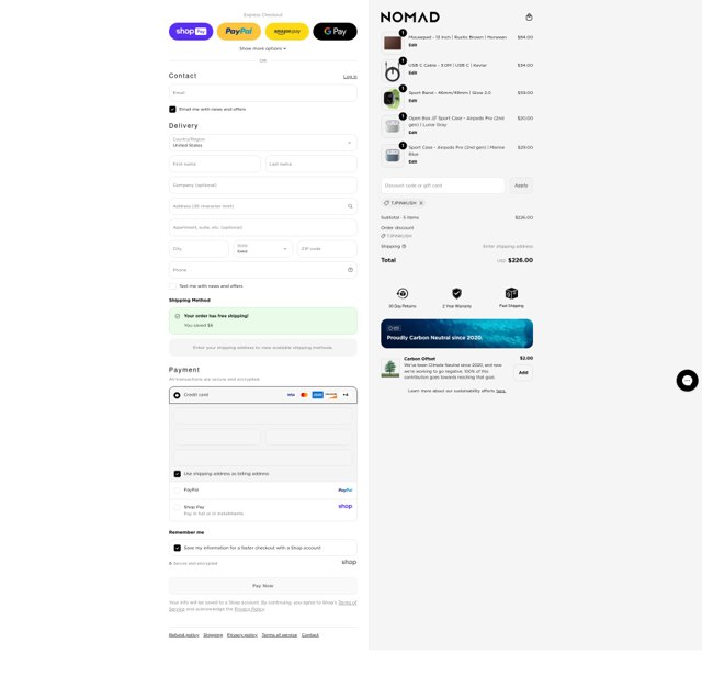 Nomad Goods checkout page showing Nomad Goods discount code box | Screenshot taken by SimplyCodes community member on Aug 26, 2025