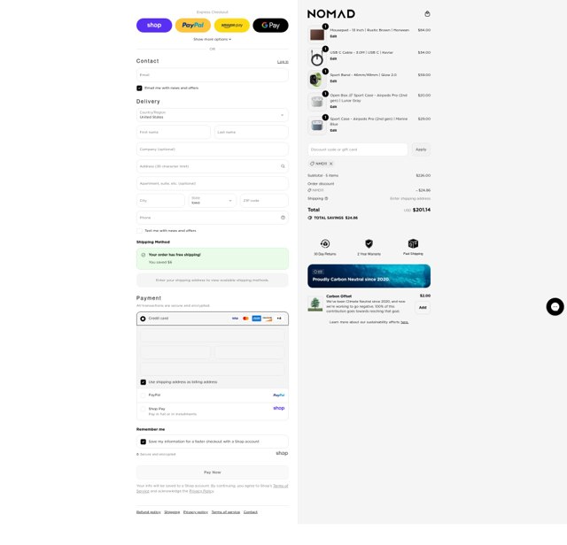 Nomad Goods checkout page showing Nomad Goods discount code box | Screenshot taken by SimplyCodes community member on Aug 29, 2025
