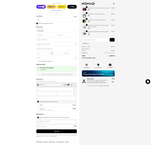 Nomad Goods checkout page showing Nomad Goods discount code box | Screenshot taken by SimplyCodes community member on Aug 26, 2025