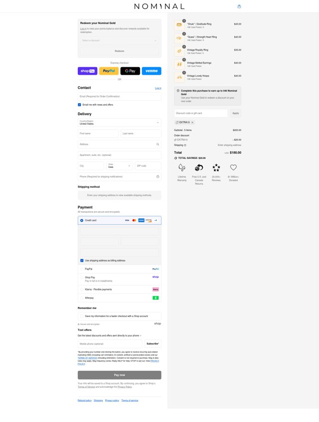 Nominal checkout page showing Nominal discount code box | Screenshot taken by SimplyCodes community member on Aug 24, 2025