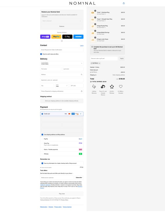 Nominal checkout page showing Nominal discount code box | Screenshot taken by SimplyCodes community member on Aug 20, 2025