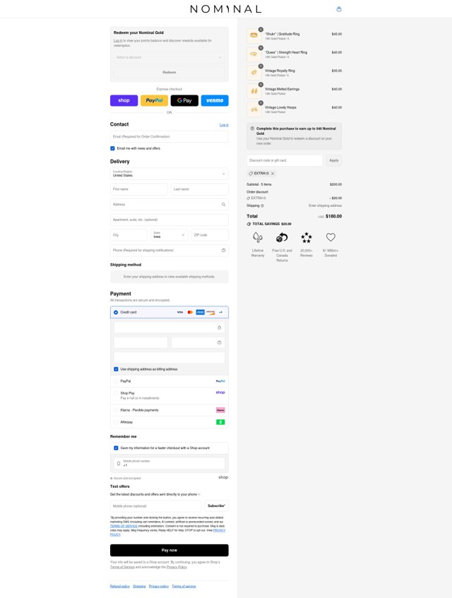 Nominal checkout page showing Nominal discount code box | Screenshot taken by SimplyCodes community member on Aug 29, 2025
