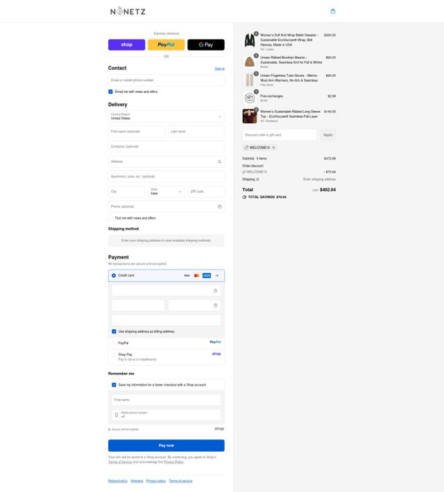 NoNetz checkout page showing NoNetz discount code box | Screenshot taken by SimplyCodes community member on Sep 11, 2025