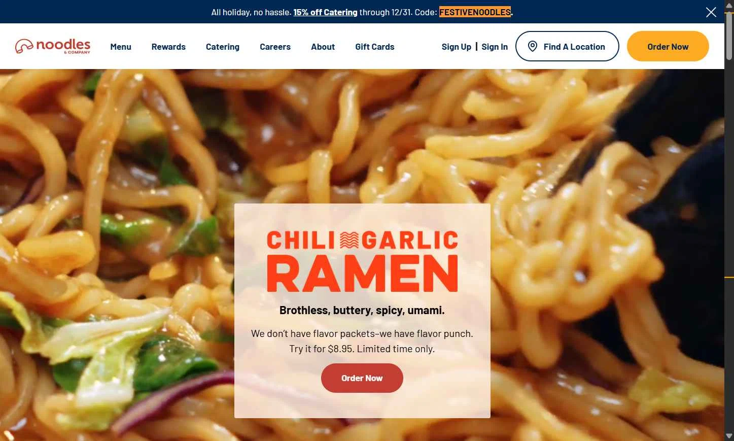 Noodles & Company checkout page showing Noodles & Company coupon code box | Screenshot taken by SimplyCodes community member on Dec 17, 2025