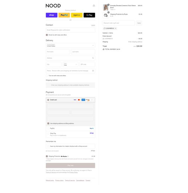NOOD New York checkout page showing NOOD New York promo code box | Screenshot taken by SimplyCodes community member on Sep 8, 2025