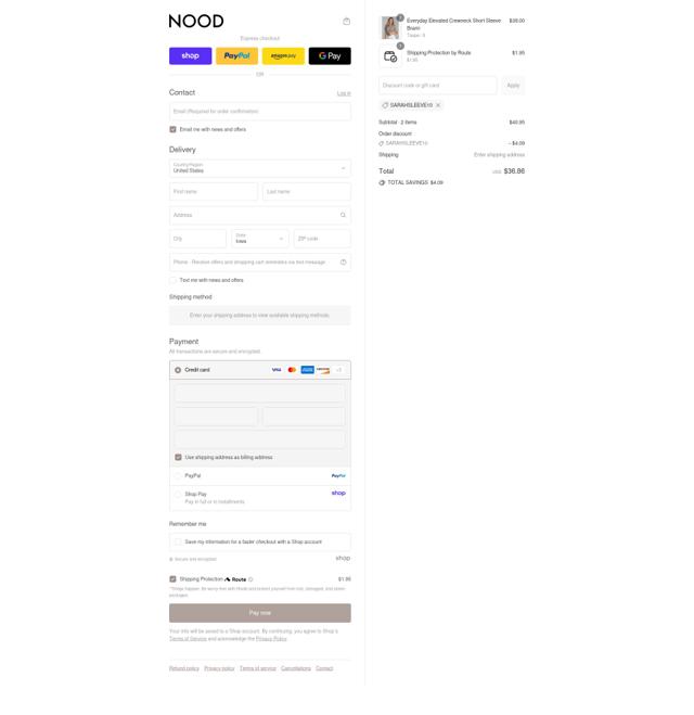NOOD New York checkout page showing NOOD New York promo code box | Screenshot taken by SimplyCodes community member on Sep 8, 2025
