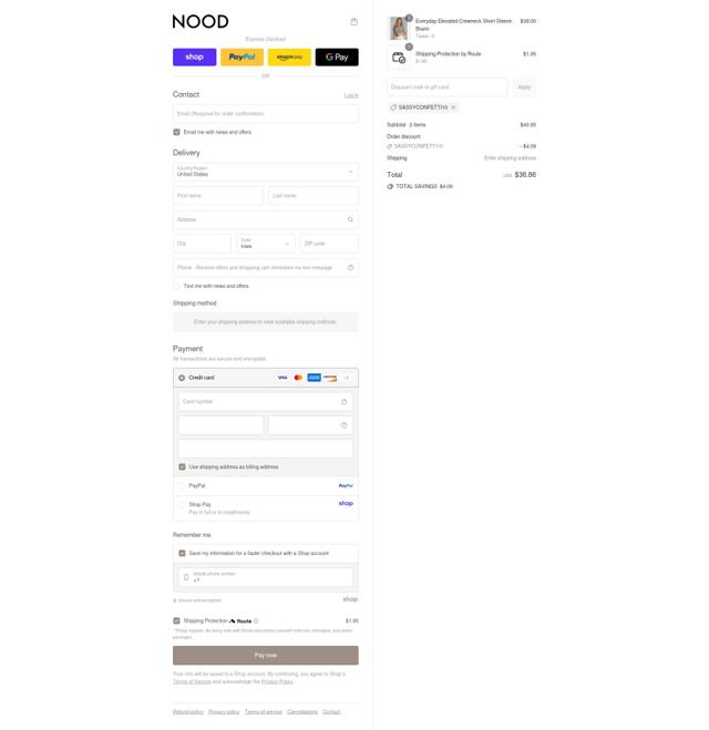 NOOD New York checkout page showing NOOD New York promo code box | Screenshot taken by SimplyCodes community member on Sep 8, 2025