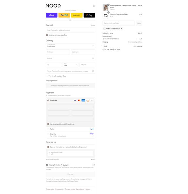 NOOD New York checkout page showing NOOD New York promo code box | Screenshot taken by SimplyCodes community member on Sep 8, 2025