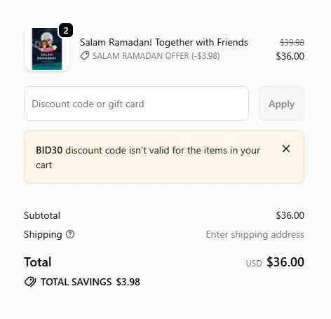 Noorart promo code screenshot showing code BID30 applied at Noorart checkout page. Uploaded by SimplyCodes community member ExtraordinaryWizard8677 on Jun 19, 2026