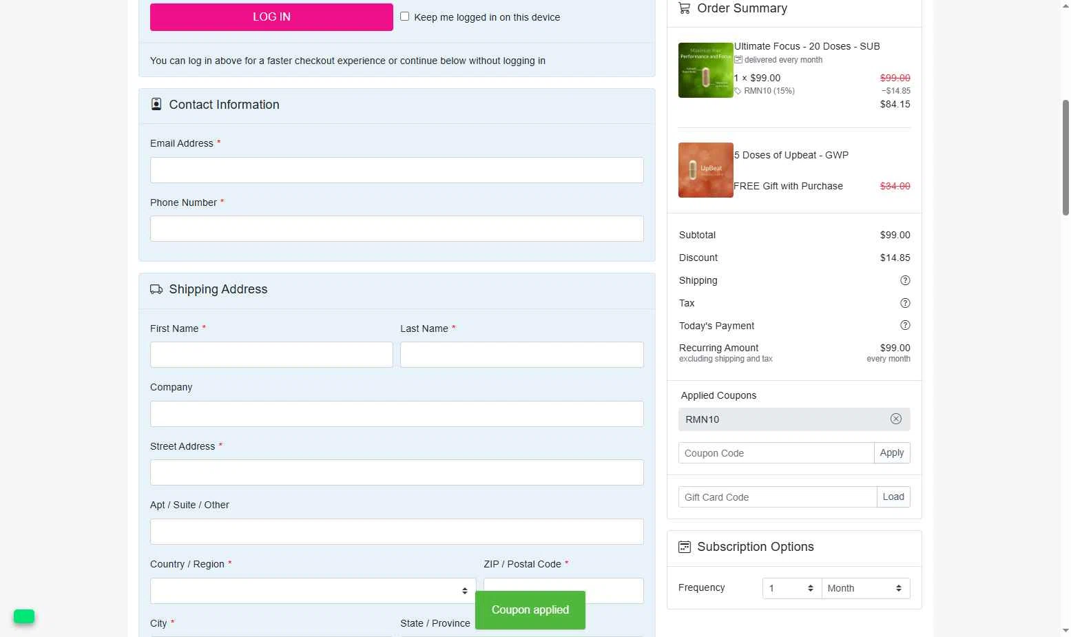 Nootopia checkout page showing Nootopia discount code box | Screenshot taken by SimplyCodes community member on Dec 29, 2025