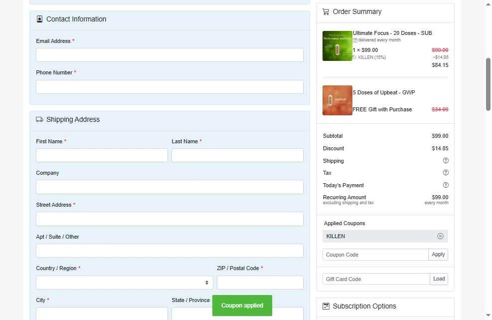 Nootopia checkout page showing Nootopia discount code box | Screenshot taken by SimplyCodes community member on Jan 3, 2026