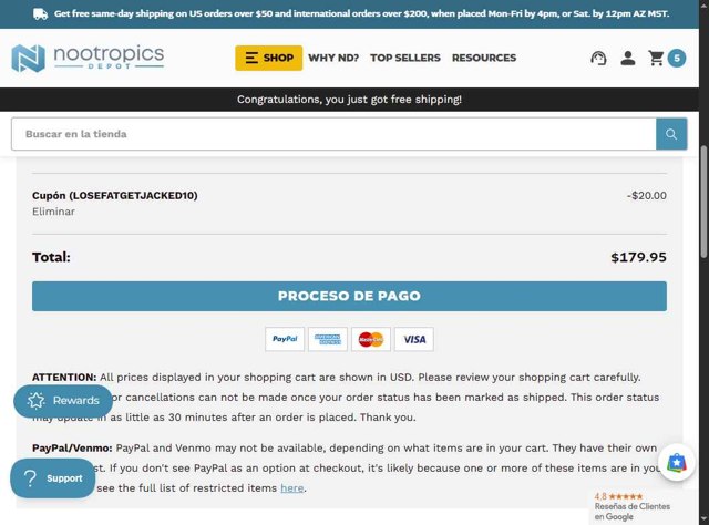 Nootropics Depot checkout page showing Nootropics Depot promo code box | Screenshot taken by SimplyCodes community member on Aug 30, 2025