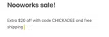 CHICKADEE coupon verification screenshot