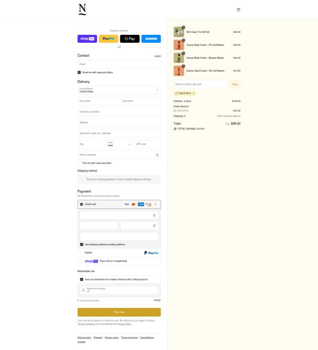Nopalera checkout page showing Nopalera discount code box | Screenshot taken by SimplyCodes community member on Aug 9, 2025