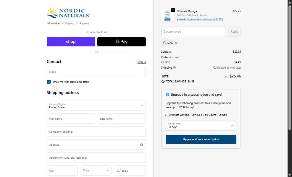 Nordic checkout page showing Nordic promo code box | Screenshot taken by SimplyCodes community member on Dec 23, 2025