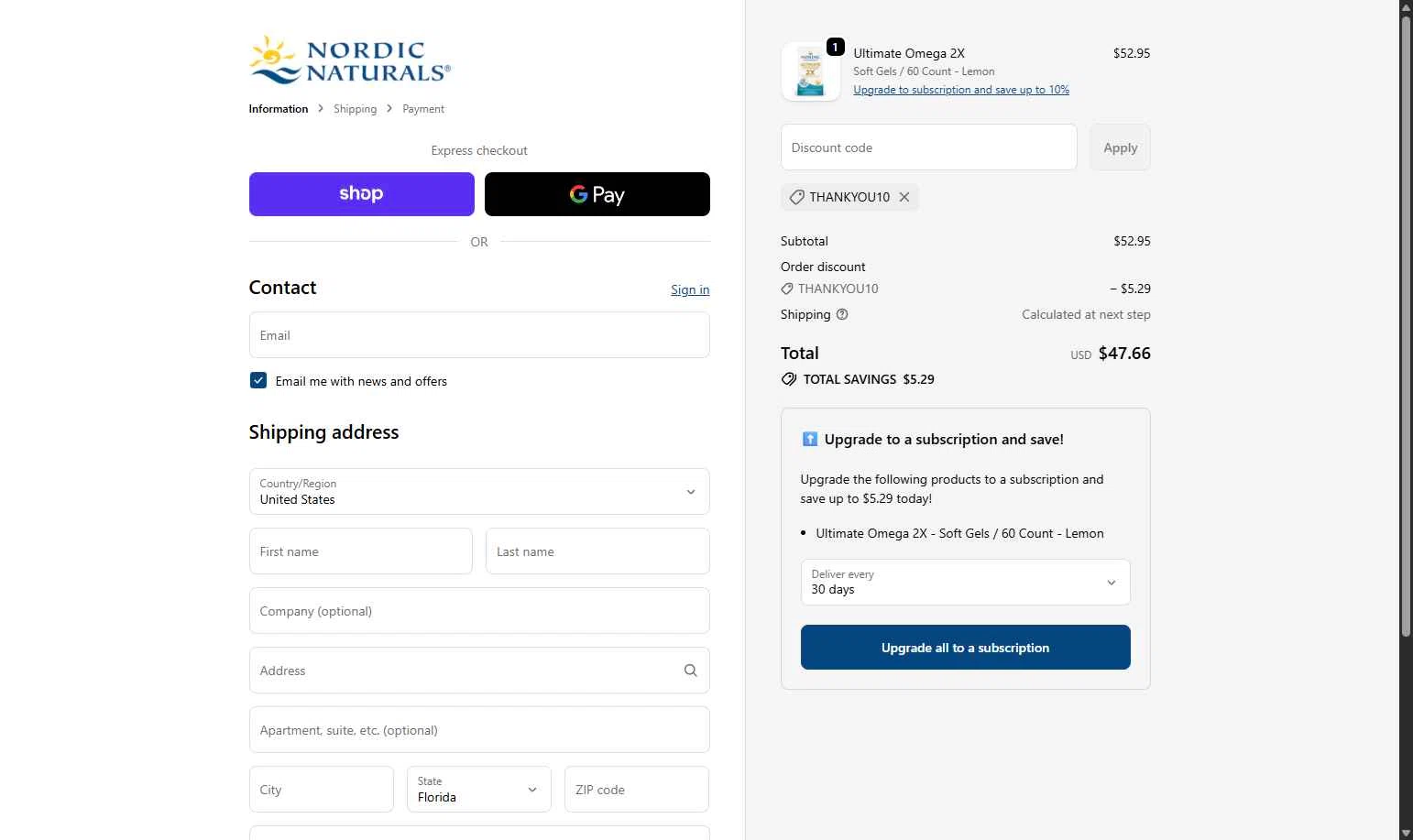 Nordic checkout page showing Nordic promo code box | Screenshot taken by SimplyCodes community member on Dec 24, 2025