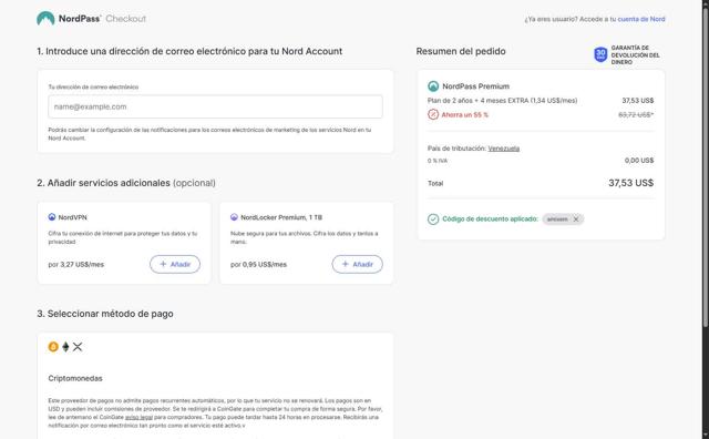 NordPass checkout page showing NordPass coupon code box | Screenshot taken by SimplyCodes community member on Aug 29, 2025