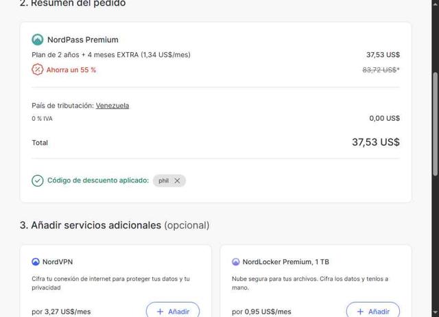 NordPass checkout page showing NordPass coupon code box | Screenshot taken by SimplyCodes community member on Aug 29, 2025
