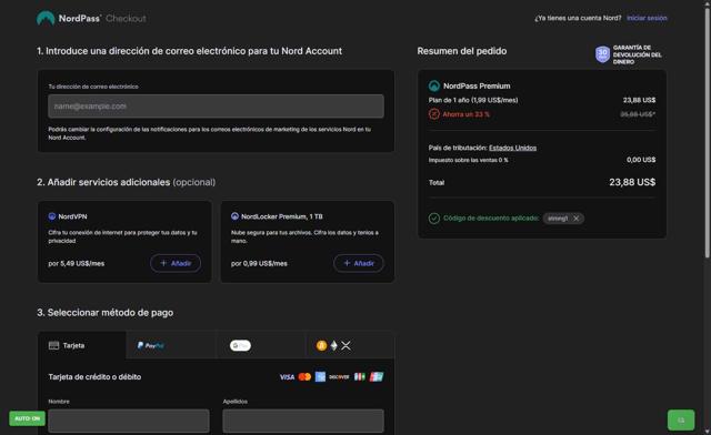 NordPass checkout page showing NordPass coupon code box | Screenshot taken by SimplyCodes community member on Aug 26, 2025