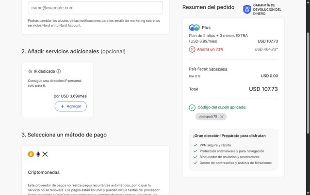 NordVPN checkout page showing NordVPN discount code box | Screenshot taken by SimplyCodes community member on Aug 16, 2025