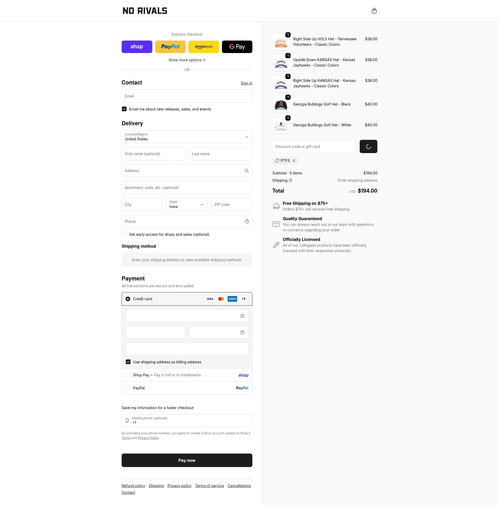 No Rivals checkout page showing No Rivals discount code box | Screenshot taken by SimplyCodes community member on Feb 15, 2026