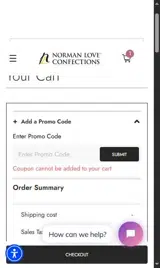 JUSTBECAUSE coupon verification screenshot