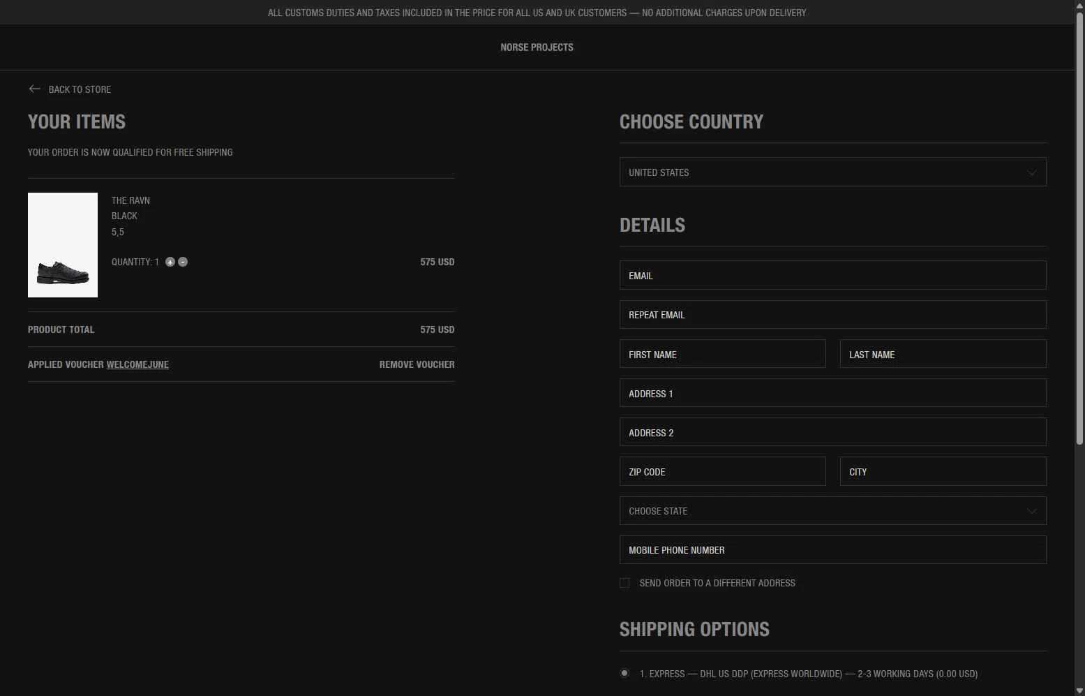 Norse Projects checkout page showing Norse Projects promo code box | Screenshot taken by SimplyCodes community member on Jan 31, 2026