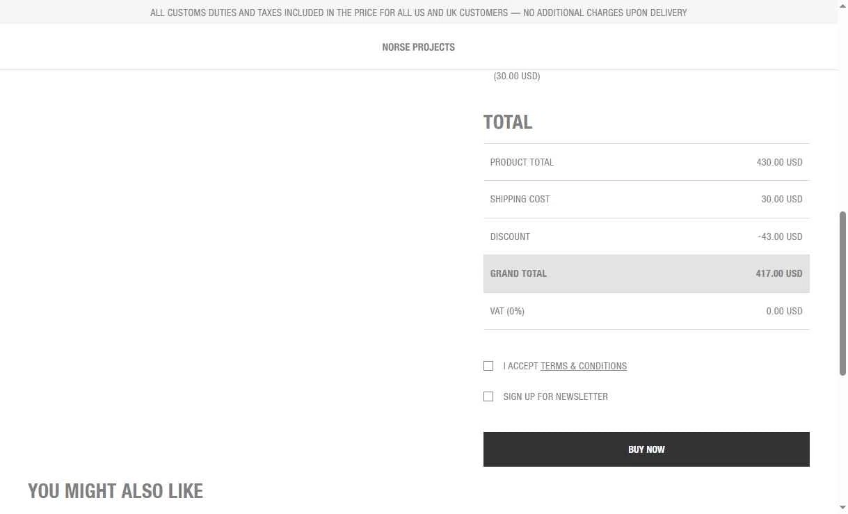 Norse Projects checkout page showing Norse Projects promo code box | Screenshot taken by SimplyCodes community member on Jan 2, 2026