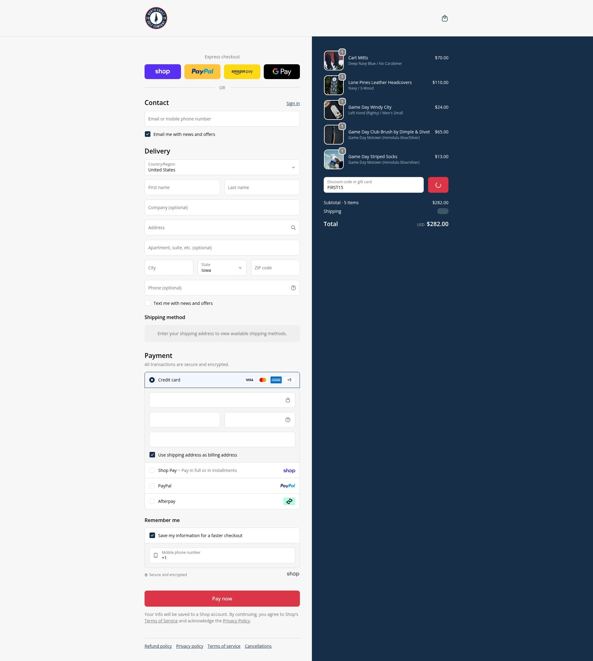 North Coast Golf checkout page showing North Coast Golf promo code box | Screenshot taken by SimplyCodes community member on Jan 24, 2026