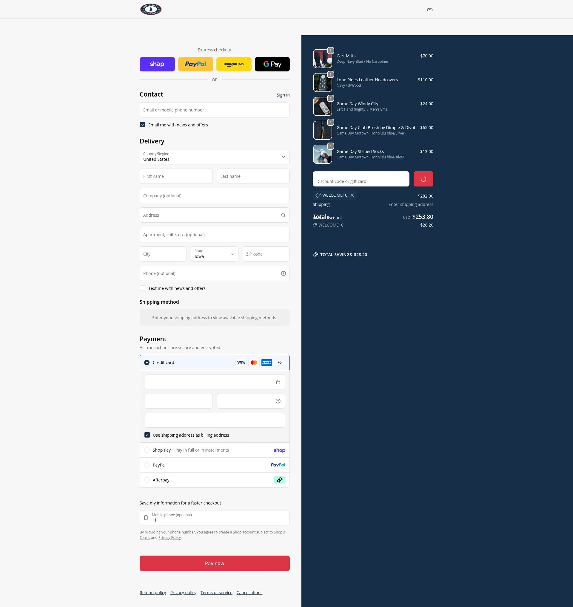 North Coast Golf checkout page showing North Coast Golf promo code box | Screenshot taken by SimplyCodes community member on Feb 6, 2026