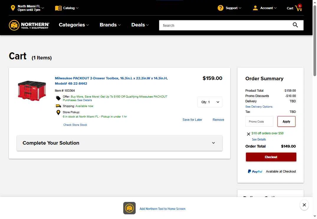 NorthernTool checkout page showing NorthernTool coupon code box | Screenshot taken by SimplyCodes community member on Dec 2, 2025