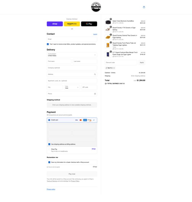 Northwoods Humidors checkout page showing Northwoods Humidors coupon code box | Screenshot taken by SimplyCodes community member on Sep 6, 2025