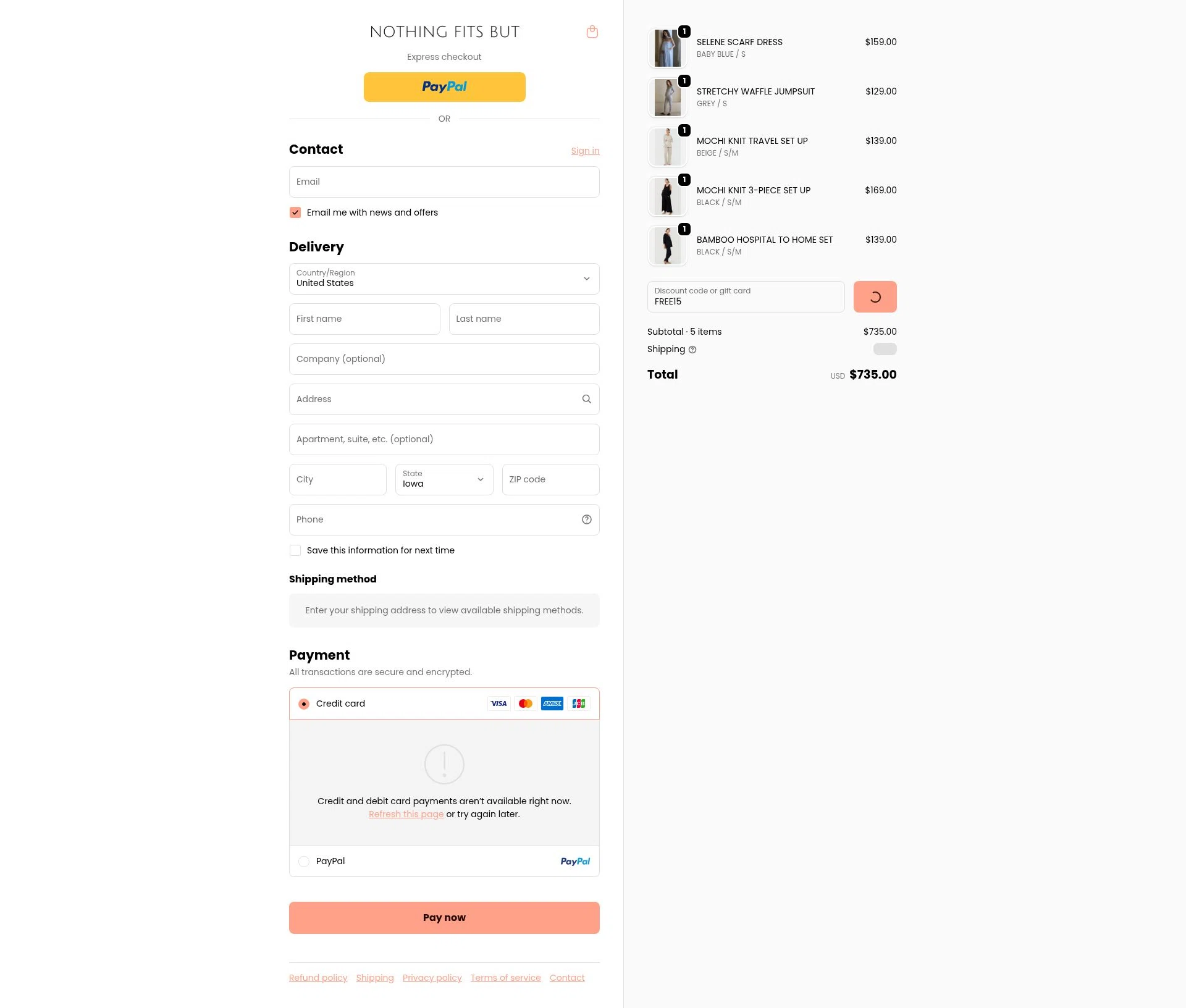 Nothing Fits But checkout page showing Nothing Fits But discount code box | Screenshot taken by SimplyCodes community member on Feb 17, 2026