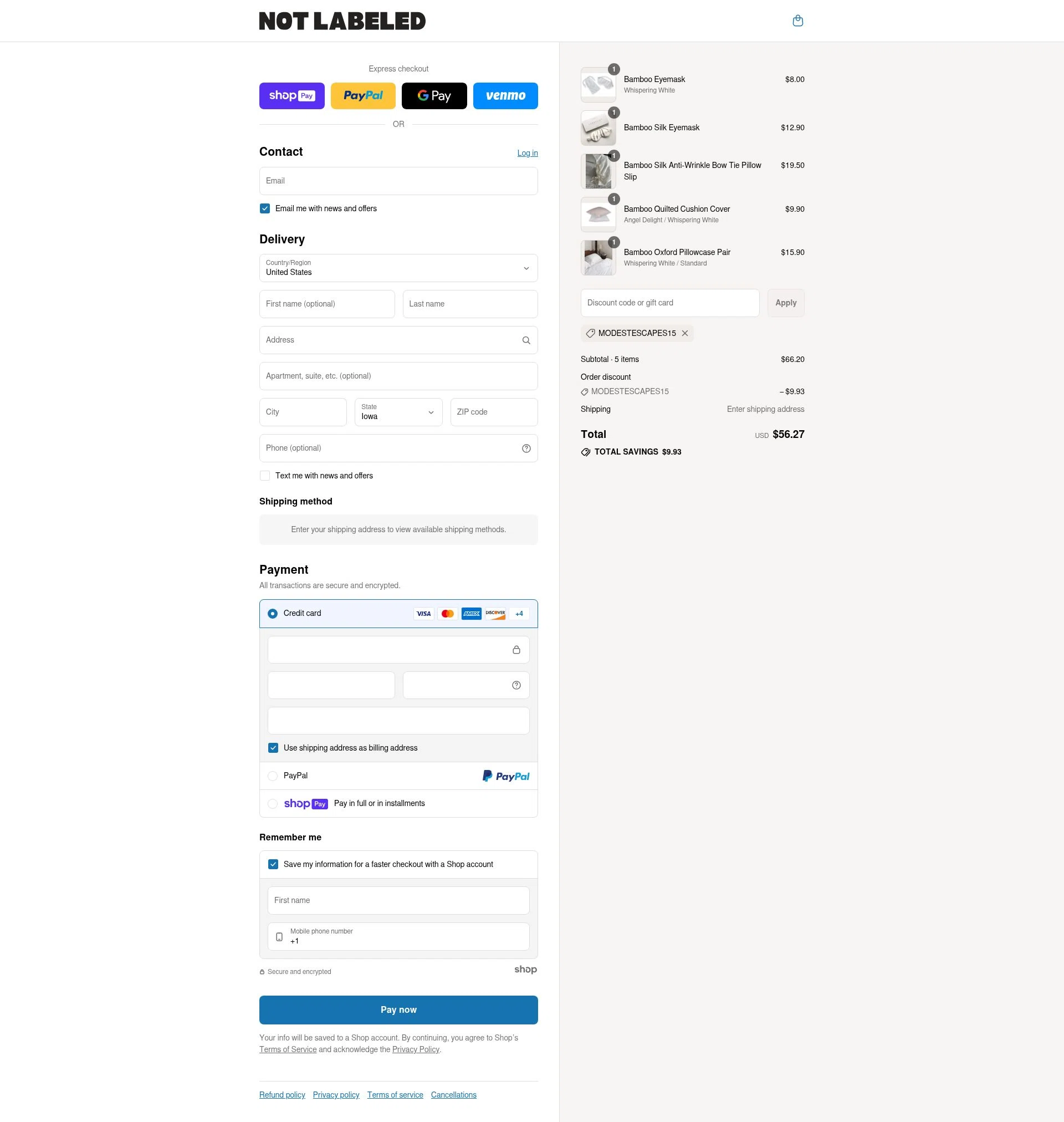 NOT LABELED checkout page showing NOT LABELED promo code box | Screenshot taken by SimplyCodes community member on Jul 28, 2025