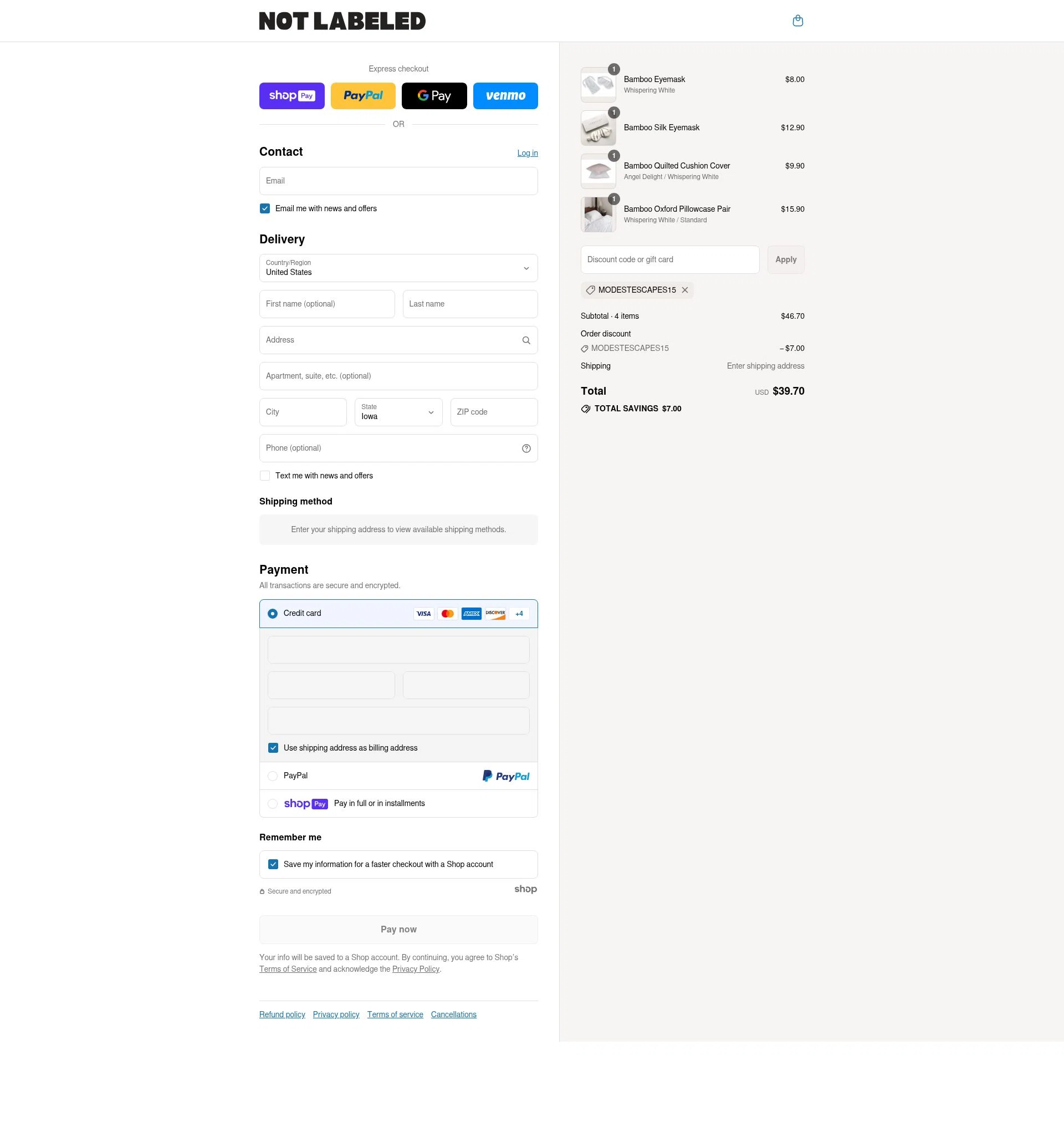 NOT LABELED checkout page showing NOT LABELED promo code box | Screenshot taken by SimplyCodes community member on Aug 1, 2025